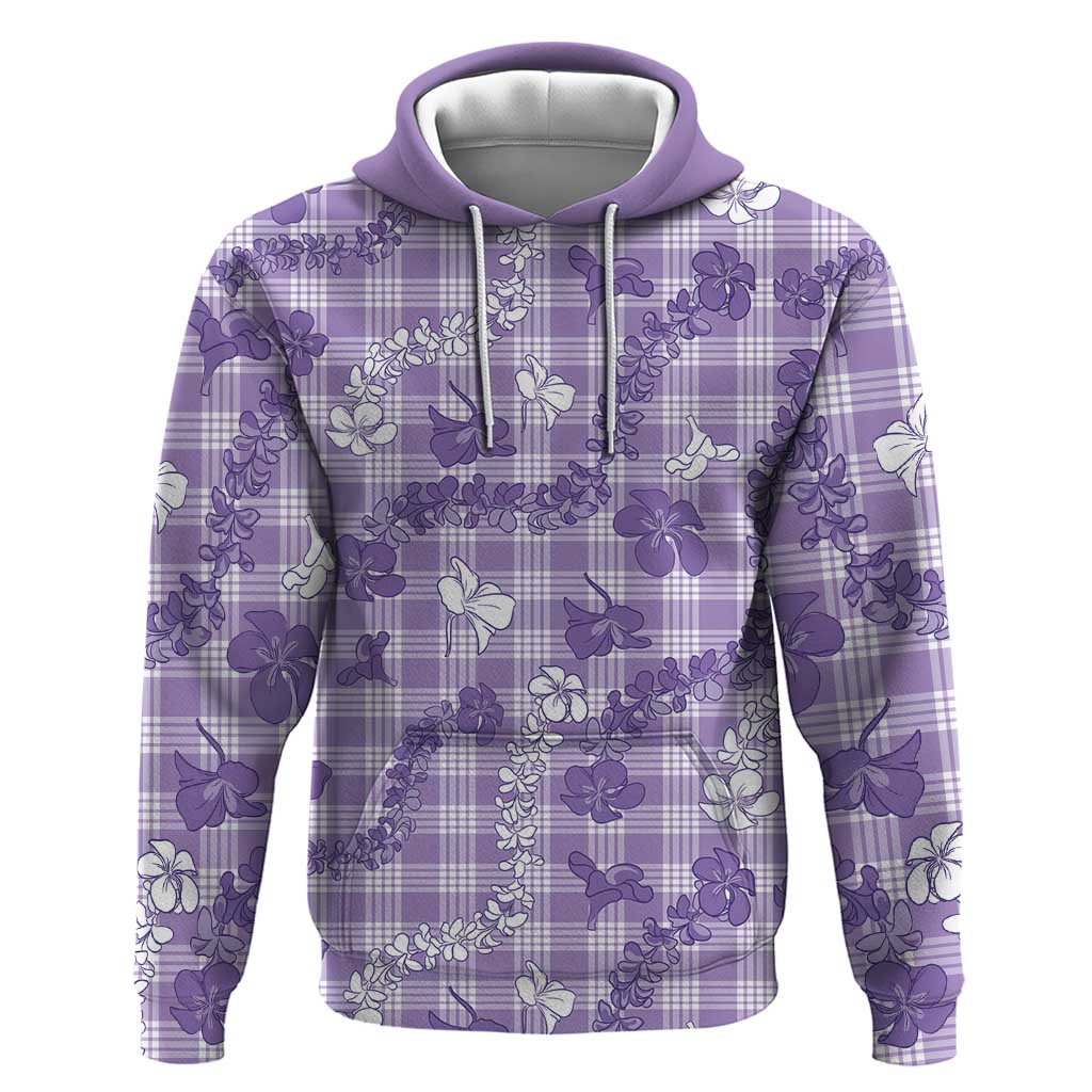 Poni Aloha Hawaii Hoodie Plumeria Lei With Palaka Motif LT14 Pullover Hoodie Purple - Polynesian Pride