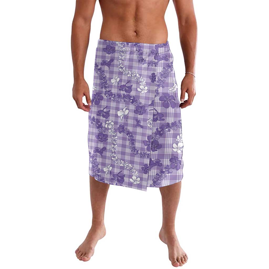 Poni Aloha Hawaii Lavalava Plumeria Lei With Palaka Motif LT14 Purple - Polynesian Pride