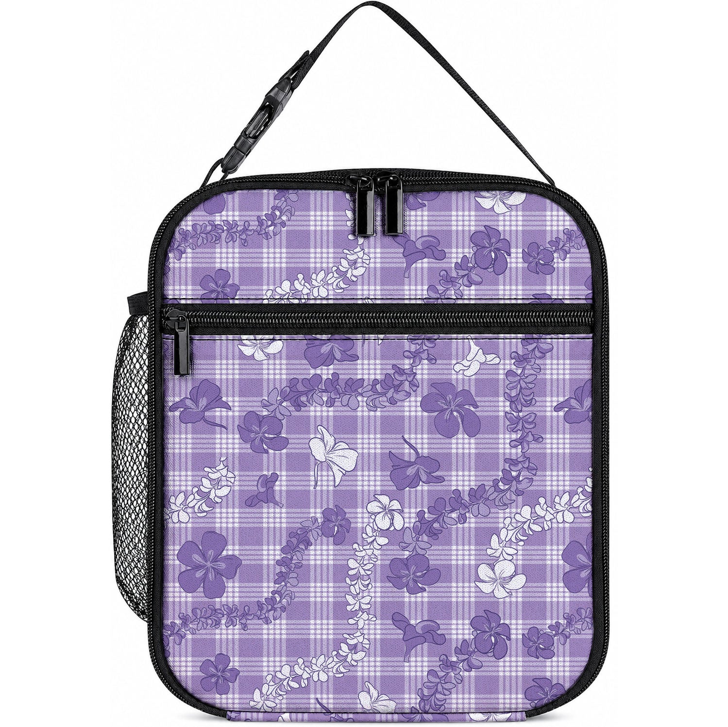 Poni Aloha Hawaii Lunch Bag Plumeria Lei With Palaka Motif