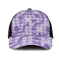 Poni Aloha Hawaii Mesh Trucker Cap Plumeria Lei With Palaka Motif LT14 One Size Black Purple - Polynesian Pride