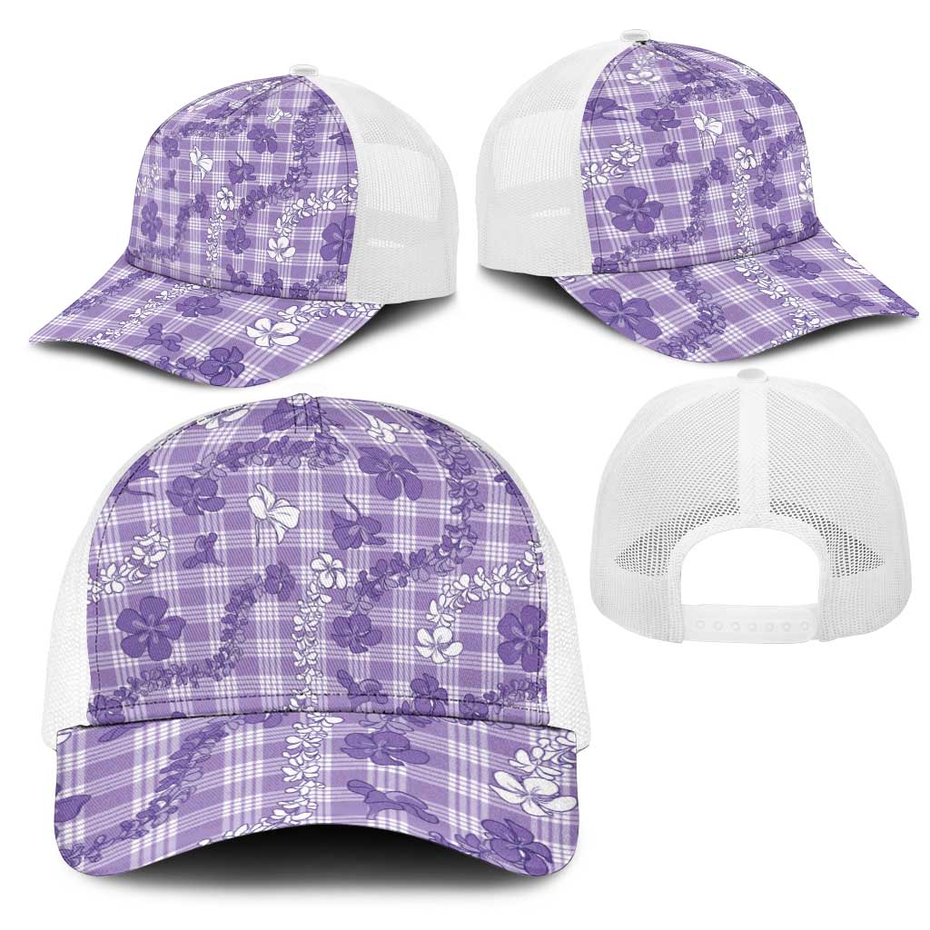 Poni Aloha Hawaii Mesh Trucker Cap Plumeria Lei With Palaka Motif LT14 - Polynesian Pride