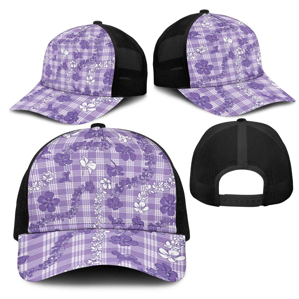 Poni Aloha Hawaii Mesh Trucker Cap Plumeria Lei With Palaka Motif LT14 - Polynesian Pride