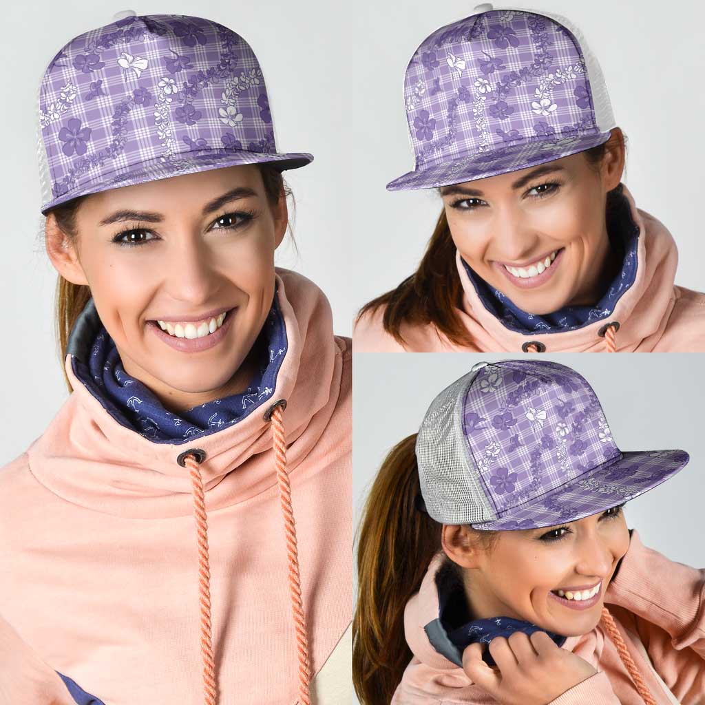 Poni Aloha Hawaii Mesh Trucker Cap Plumeria Lei With Palaka Motif LT14 - Polynesian Pride
