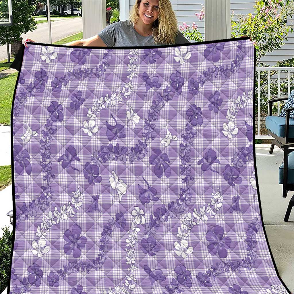 Poni Aloha Hawaii Quilt Plumeria Lei With Palaka Motif LT14 Purple - Polynesian Pride