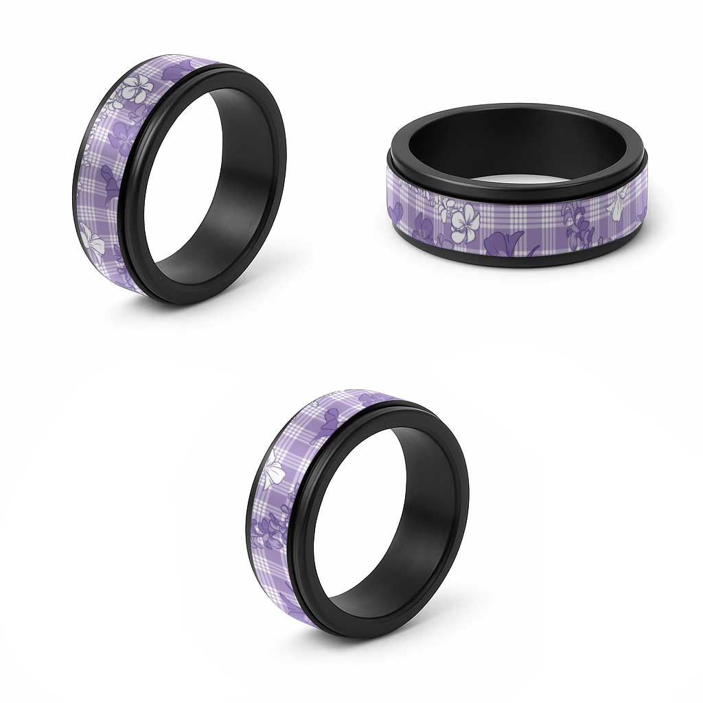 Poni Aloha Hawaii Spinner Ring Plumeria Lei With Palaka Motif LT14 - Polynesian Pride