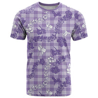 Poni Aloha Hawaii T Shirt Plumeria Lei With Palaka Motif LT14 Purple - Polynesian Pride