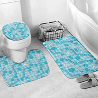 Polu Aloha Hawaii Bathroom Set Plumeria Lei With Palaka Motif LT14 Mat Set Only (3 pcs) One Size Blue - Polynesian Pride