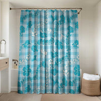 Polu Aloha Hawaii Bathroom Set Plumeria Lei With Palaka Motif LT14 Shower Curtain Only Blue - Polynesian Pride