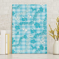 Polu Aloha Hawaii Canvas Wall Art Plumeria Lei With Palaka Motif LT14 Without Frame Blue - Polynesian Pride