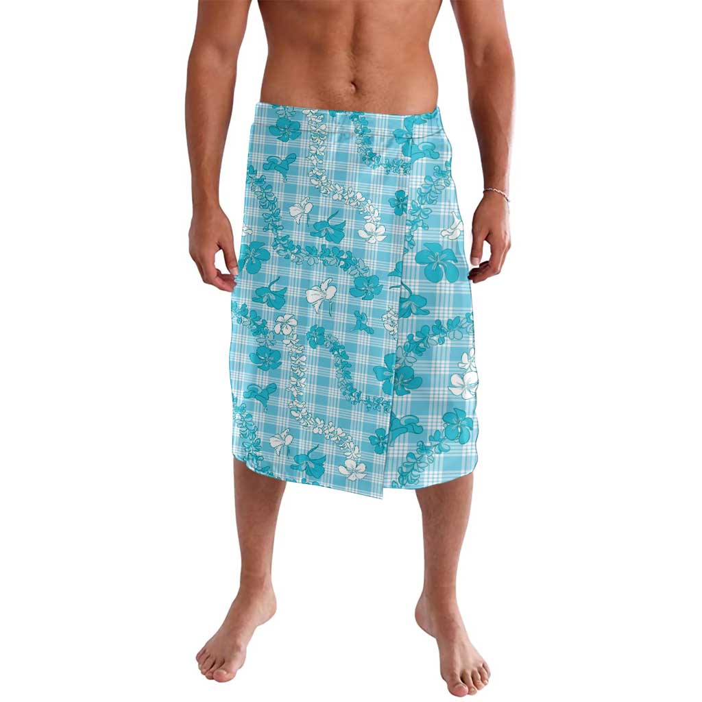 Polu Aloha Hawaii Lavalava Plumeria Lei With Palaka Motif LT14 Blue - Polynesian Pride