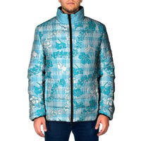 Polu Aloha Hawaii Padded Jacket Plumeria Lei With Palaka Motif LT14 Men Blue - Polynesian Pride