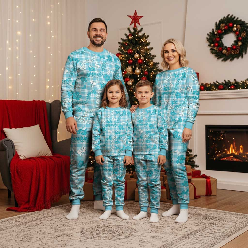 Polu Aloha Hawaii Christmas Pajama Set Plumeria Lei With Palaka Motif LT14 - Polynesian Pride