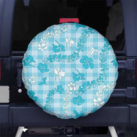 Polu Aloha Hawaii Spare Tire Cover Plumeria Lei With Palaka Motif LT14 No hole Blue - Polynesian Pride