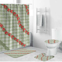 Omaomao Aloha Hawaii Bathroom Set Rosebud Lei With Palaka Motif LT14 Bathroom Set (4 pcs) Green - Polynesian Pride