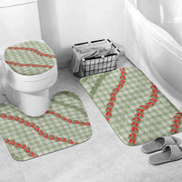 Omaomao Aloha Hawaii Bathroom Set Rosebud Lei With Palaka Motif LT14 Mat Set Only (3 pcs) One Size Green - Polynesian Pride