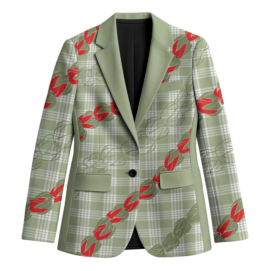 Omaomao Aloha Hawaii Blazer Rosebud Lei With Palaka Motif LT14 Unisex Green - Polynesian Pride