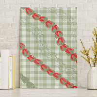 Omaomao Aloha Hawaii Canvas Wall Art Rosebud Lei With Palaka Motif LT14 Without Frame Green - Polynesian Pride
