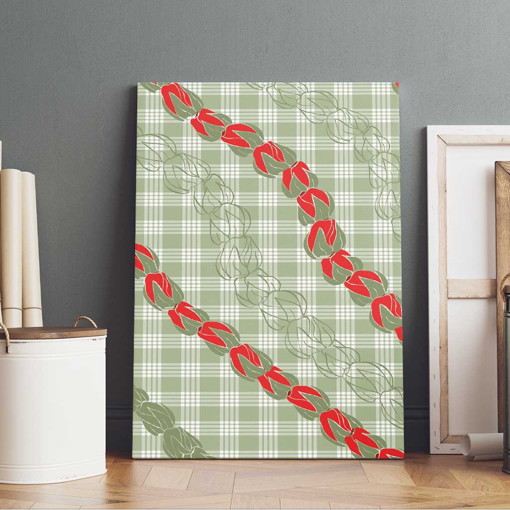 Omaomao Aloha Hawaii Canvas Wall Art Rosebud Lei With Palaka Motif LT14 - Polynesian Pride
