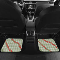 Omaomao Aloha Hawaii Car Mats Rosebud Lei With Palaka Motif LT14 Set 2pcs - Back Green - Polynesian Pride
