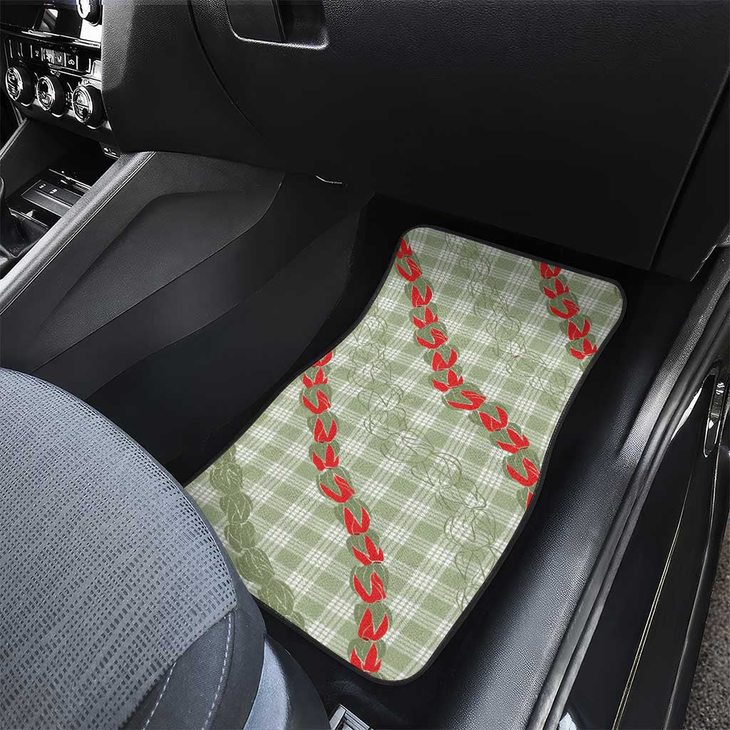 Omaomao Aloha Hawaii Car Mats Rosebud Lei With Palaka Motif LT14 - Polynesian Pride