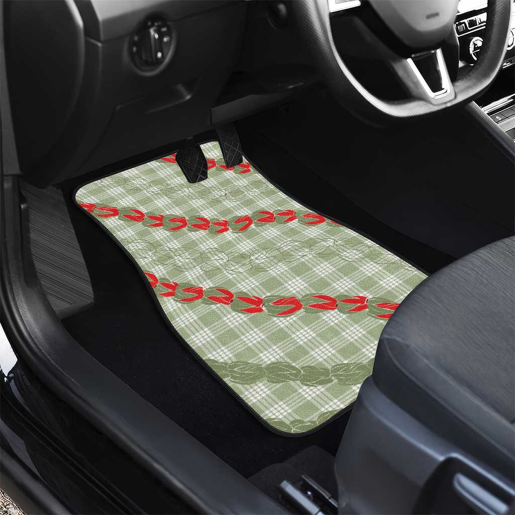 Omaomao Aloha Hawaii Car Mats Rosebud Lei With Palaka Motif LT14 - Polynesian Pride