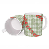 Omaomao Aloha Hawaii Ceramic Mug Rosebud Lei With Palaka Motif LT14 - Polynesian Pride