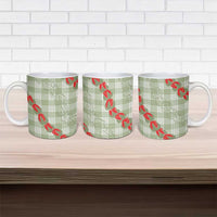 Omaomao Aloha Hawaii Ceramic Mug Rosebud Lei With Palaka Motif LT14 - Polynesian Pride
