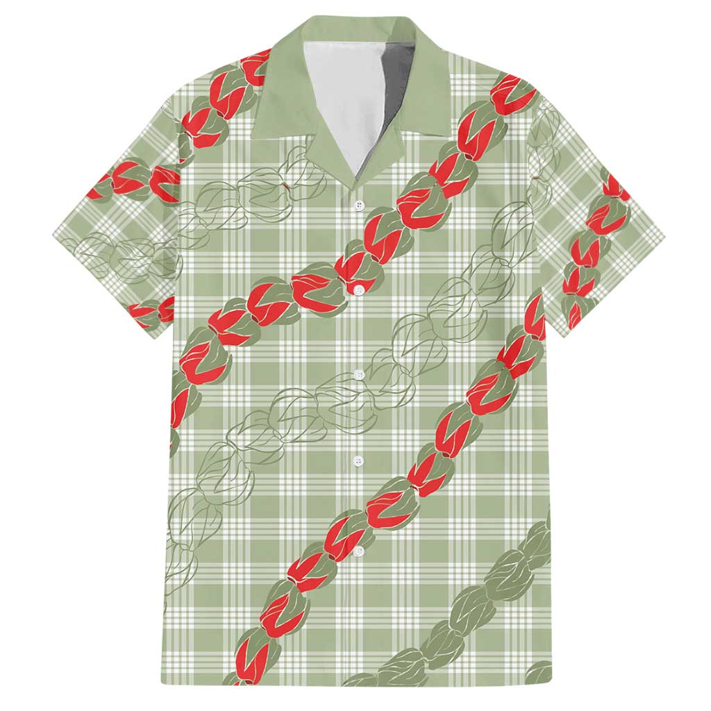 Omaomao Aloha Hawaii Hawaiian Shirt Rosebud Lei With Palaka Motif LT14 Green - Polynesian Pride