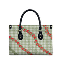 Omaomao Aloha Hawaii Leather Bag Rosebud Lei With Palaka Motif LT14 - Polynesian Pride