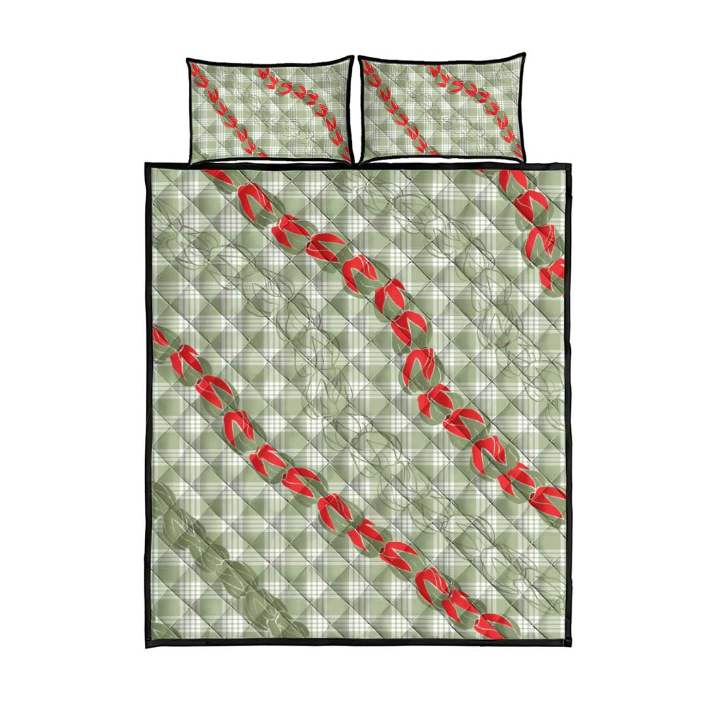 Omaomao Aloha Hawaii Quilt Bed Set Rosebud Lei With Palaka Motif LT14 - Polynesian Pride