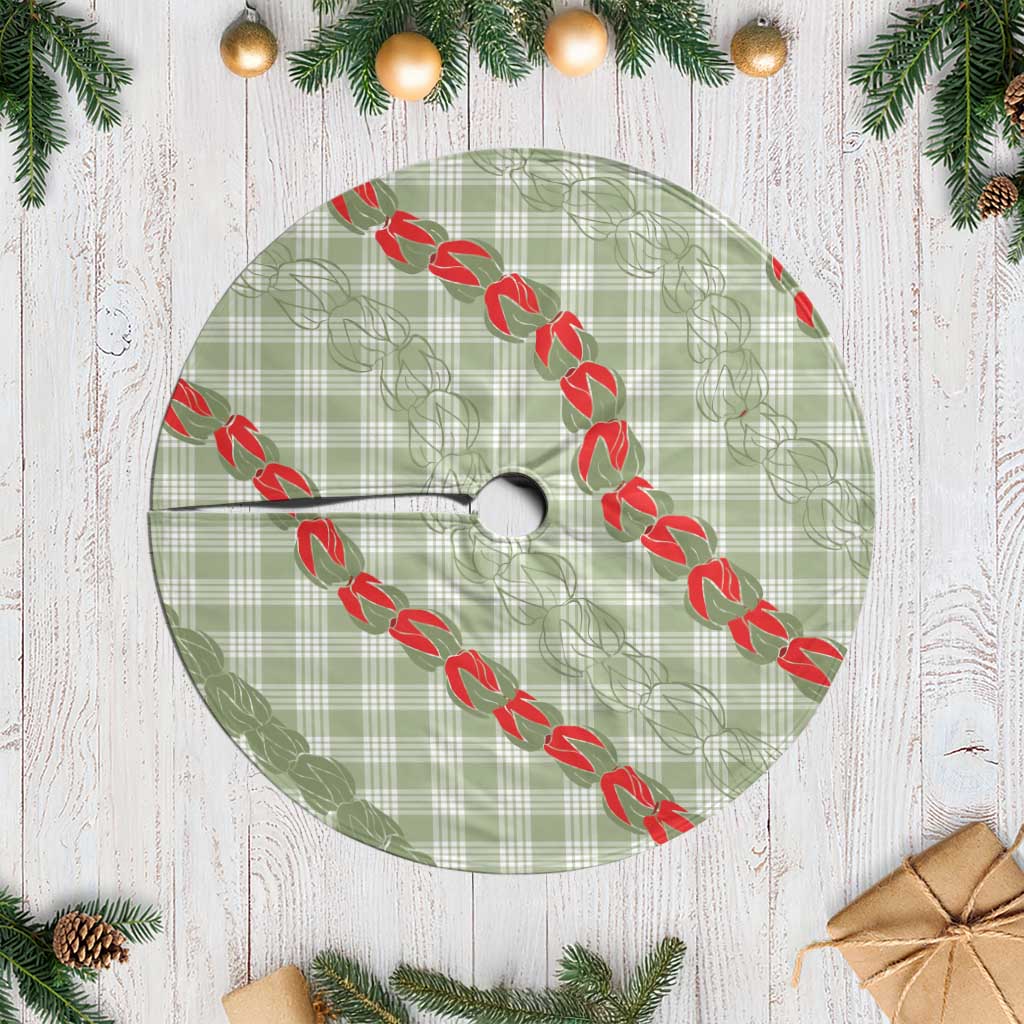 Omaomao Aloha Hawaii Tree Skirt Rosebud Lei With Palaka Motif LT14 Casual Green - Polynesian Pride
