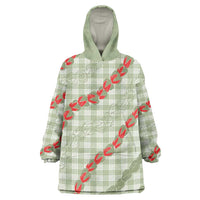 Omaomao Aloha Hawaii Wearable Blanket Hoodie Rosebud Lei With Palaka Motif LT14 One Size Green - Polynesian Pride