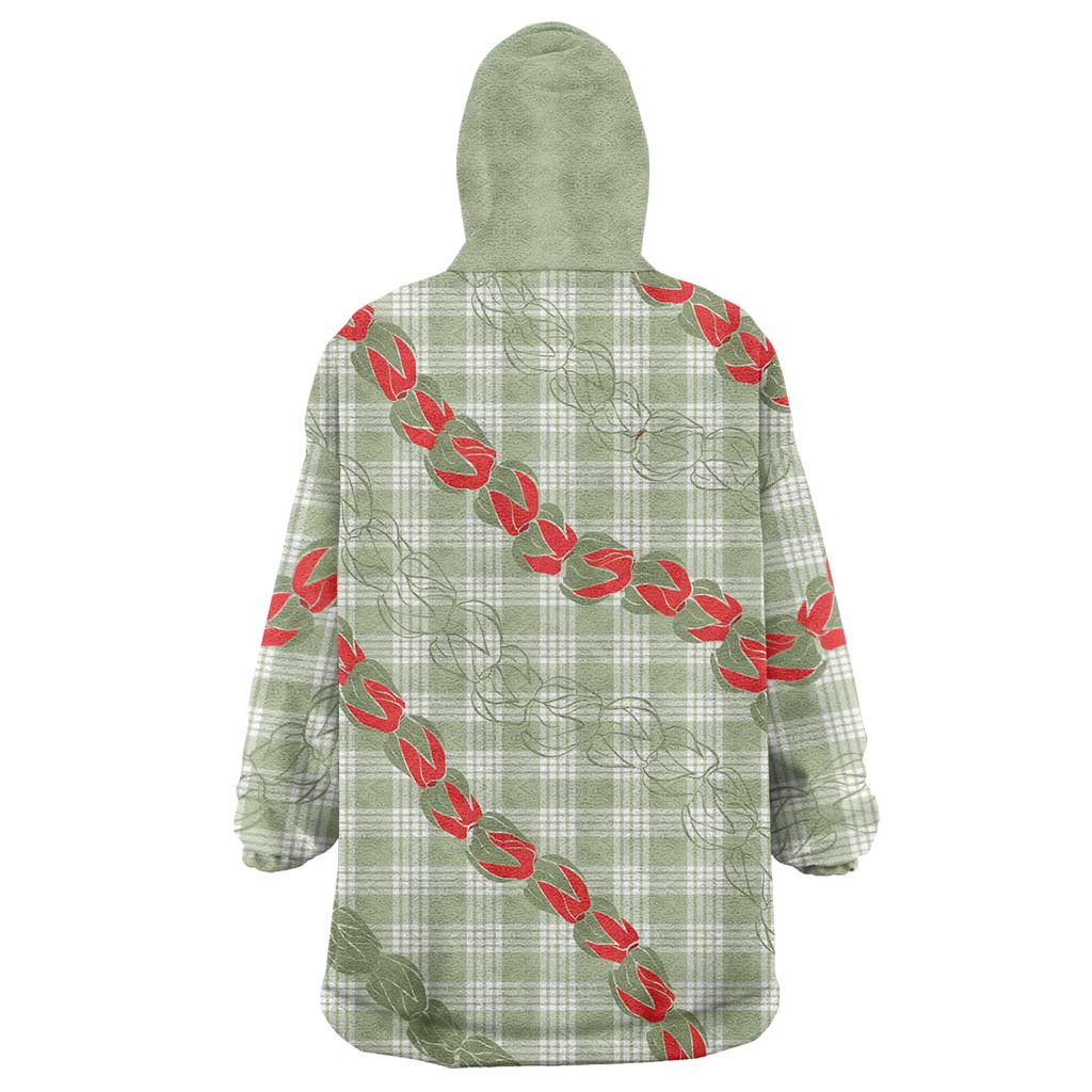 Omaomao Aloha Hawaii Wearable Blanket Hoodie Rosebud Lei With Palaka Motif LT14 - Polynesian Pride