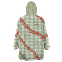 Omaomao Aloha Hawaii Wearable Blanket Hoodie Rosebud Lei With Palaka Motif LT14 - Polynesian Pride