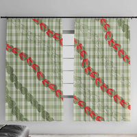 Omaomao Aloha Hawaii Window Curtain Rosebud Lei With Palaka Motif LT14 With Hooks Green - Polynesian Pride