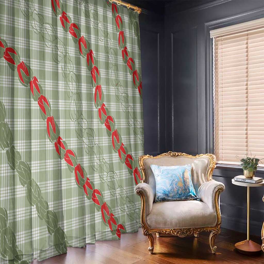Omaomao Aloha Hawaii Window Curtain Rosebud Lei With Palaka Motif LT14 - Polynesian Pride