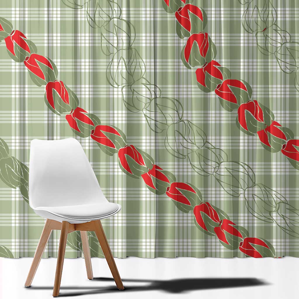 Omaomao Aloha Hawaii Window Curtain Rosebud Lei With Palaka Motif LT14 - Polynesian Pride