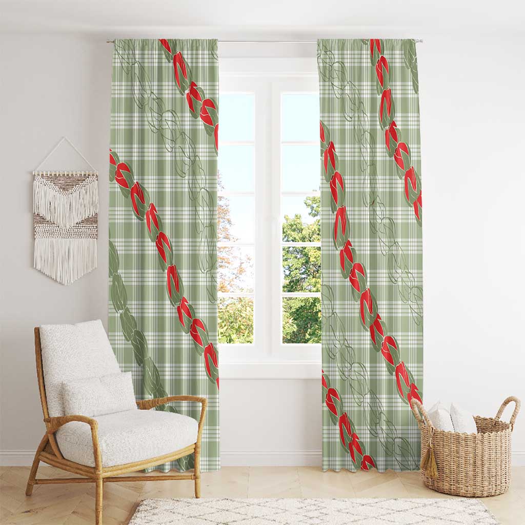 Omaomao Aloha Hawaii Window Curtain Rosebud Lei With Palaka Motif LT14 - Polynesian Pride