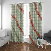 Omaomao Aloha Hawaii Window Curtain Rosebud Lei With Palaka Motif LT14 With Grommets Green - Polynesian Pride