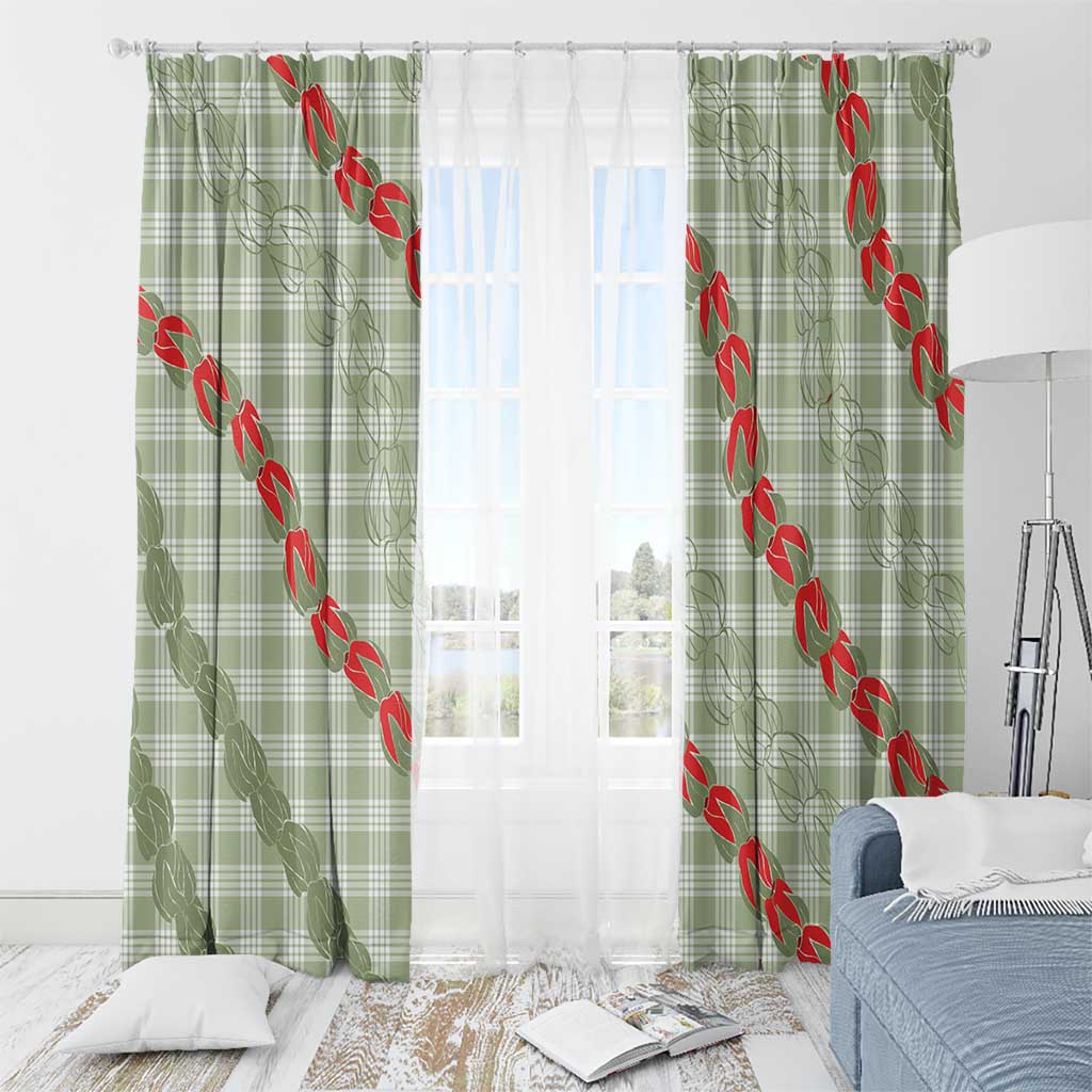 Omaomao Aloha Hawaii Window Curtain Rosebud Lei With Palaka Motif LT14 - Polynesian Pride