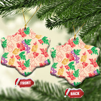 Colorful Aloha Hawaii Hibiscus Orchid Seamless Ceramic Ornament