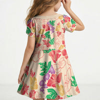 Colorful Aloha Hawaii Hibiscus Orchid Seamless Kid Short Sleeve Dress LT14 - Polynesian Pride