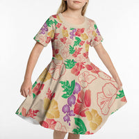 Colorful Aloha Hawaii Hibiscus Orchid Seamless Kid Short Sleeve Dress LT14 - Polynesian Pride