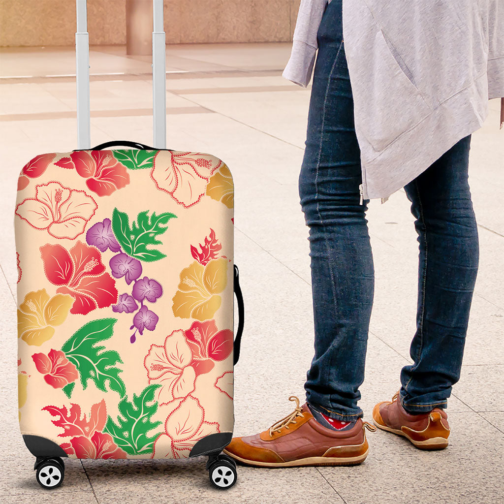 Colorful Aloha Hawaii Hibiscus Orchid Seamless Luggage Cover LT14 Colorful - Polynesian Pride