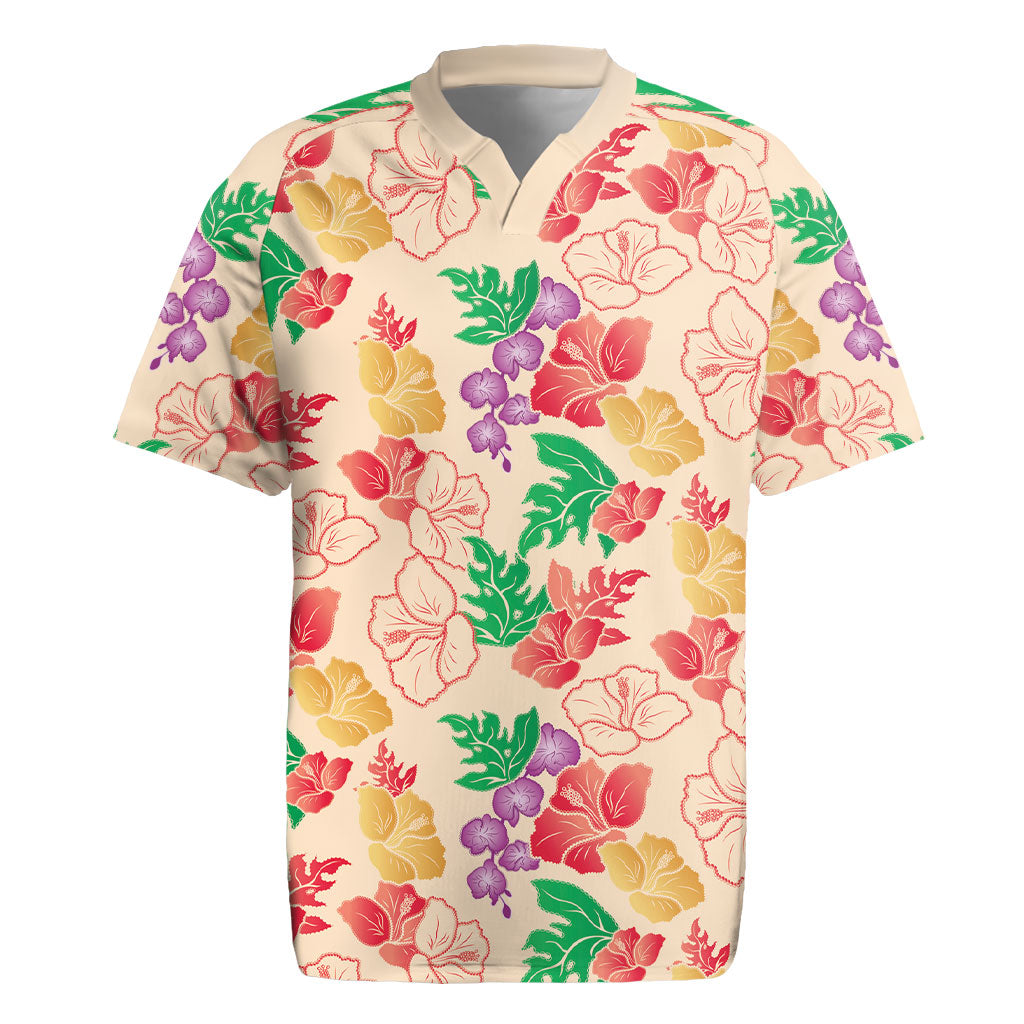 Colorful Aloha Hawaii Hibiscus Orchid Seamless Rugby Jersey