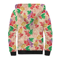 Colorful Aloha Hawaii Hibiscus Orchid Seamless Sherpa Hoodie