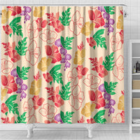 Colorful Aloha Hawaii Hibiscus Orchid Seamless Shower Curtain