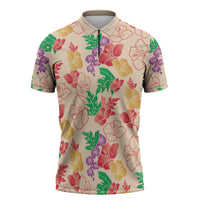 Colorful Aloha Hawaii Hibiscus Orchid Seamless Zipper Polo Shirt LT14 Colorful - Polynesian Pride