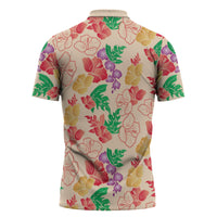 Colorful Aloha Hawaii Hibiscus Orchid Seamless Zipper Polo Shirt LT14 - Polynesian Pride