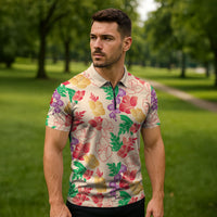Colorful Aloha Hawaii Hibiscus Orchid Seamless Zipper Polo Shirt LT14 - Polynesian Pride